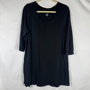 J Jill Top Shirt TALL Large Black Luxe Supima Ballet Sleeve Tunic Womens